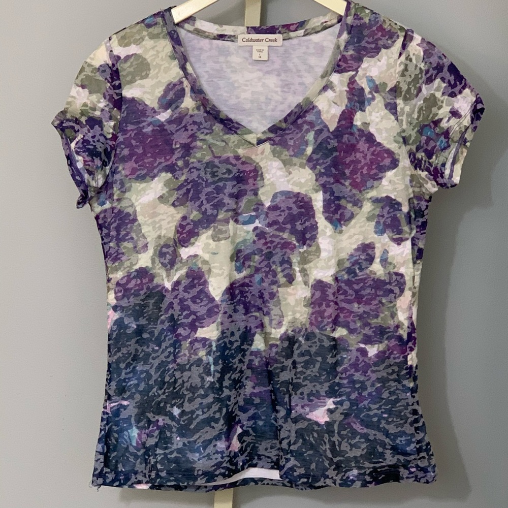 Coldwater Creek Floral Lined Tee